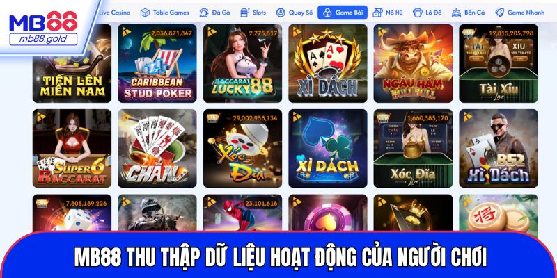 MB88 thu thập thông tin hoạt động để cải thiện dịch vụ